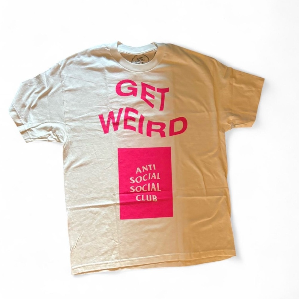 Anti Social Social Club Cream and Pink Graphic Tee
